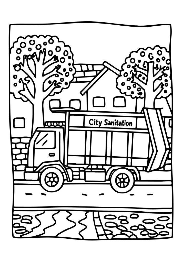 Cars trucks and trains coloring page