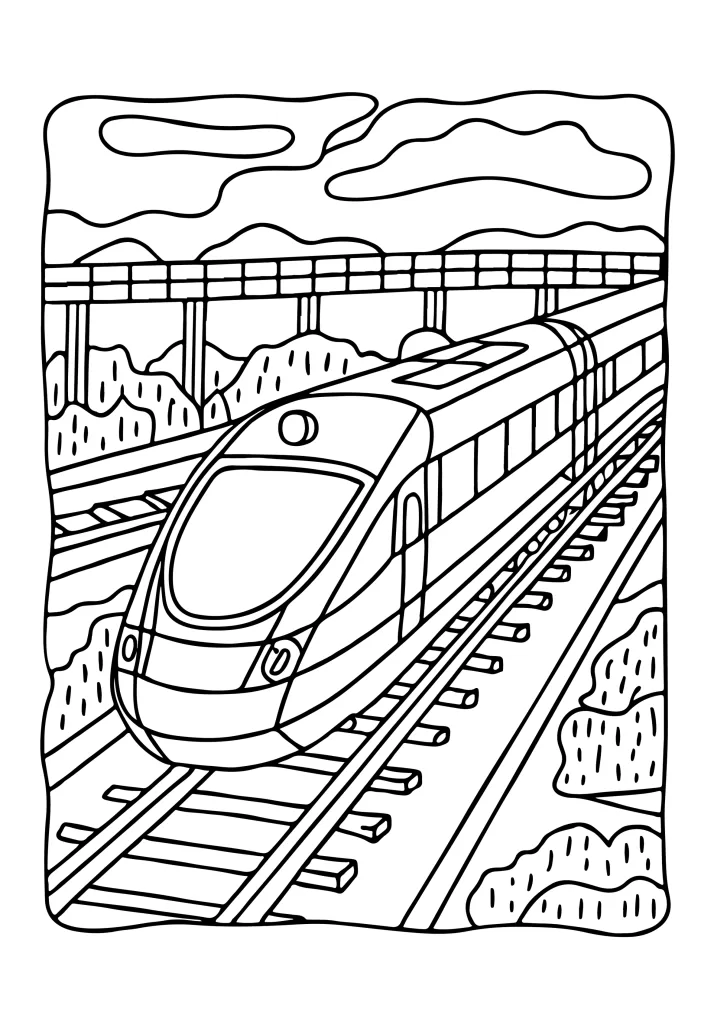 Transportation coloring book page