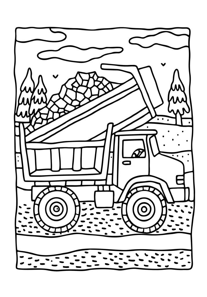 Transportation coloring page for children