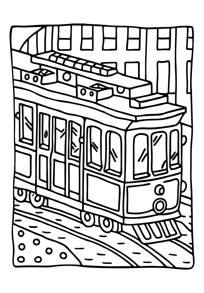 Transportation coloring book page