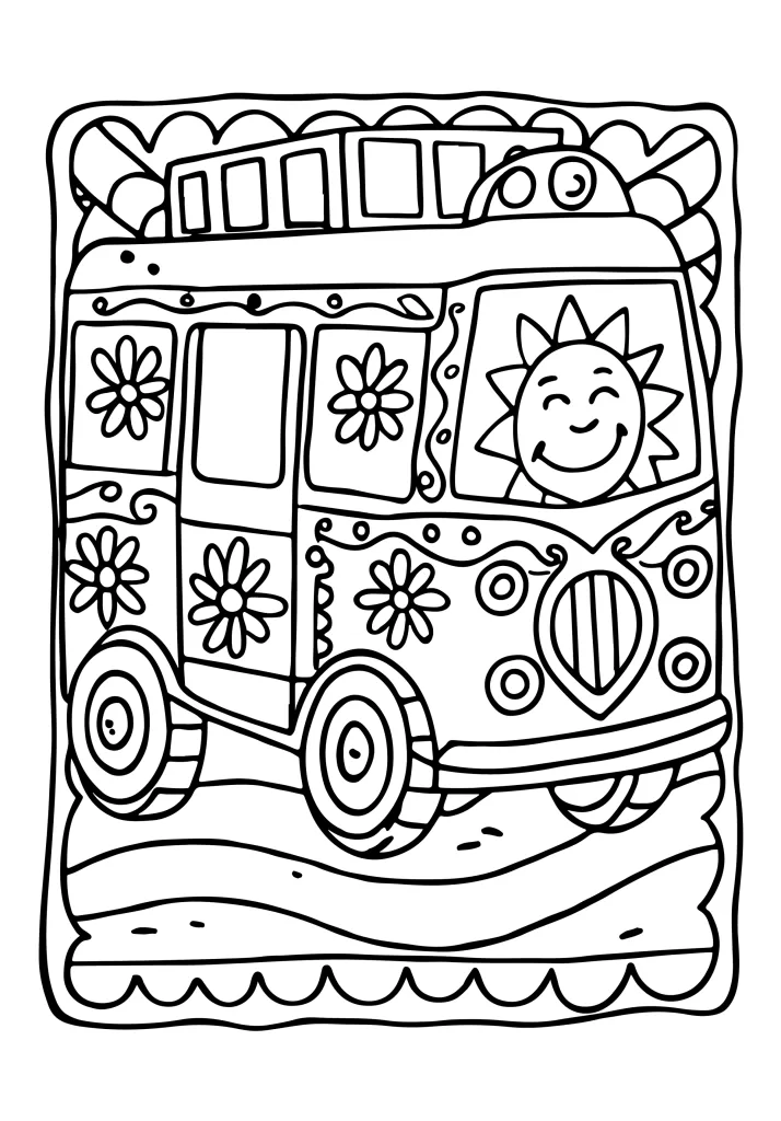 Transportation coloring page for kids