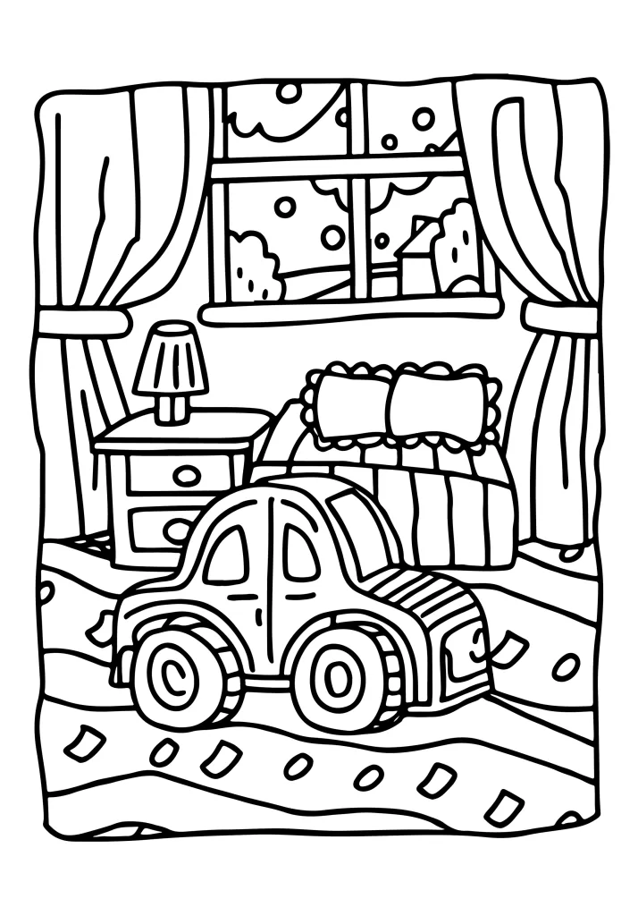 Cars trucks and trains coloring page